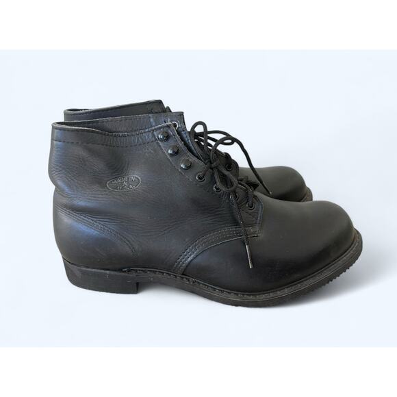 Men's Black Carolina Leather Boots Steel Toe Made in USA Red Bird 12 EEEE - Picture 9 of 10